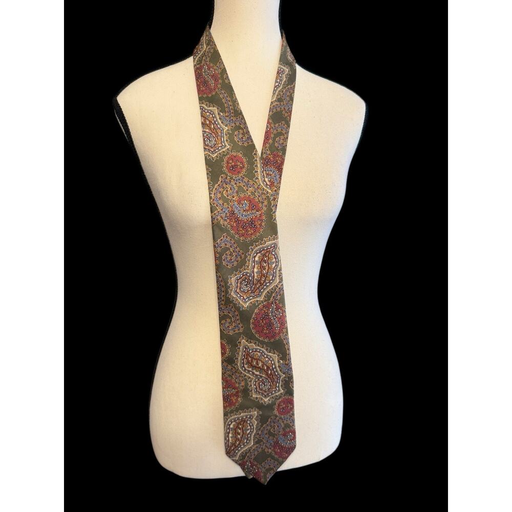 Christian Dior Paisley Silk Tie Green Pink